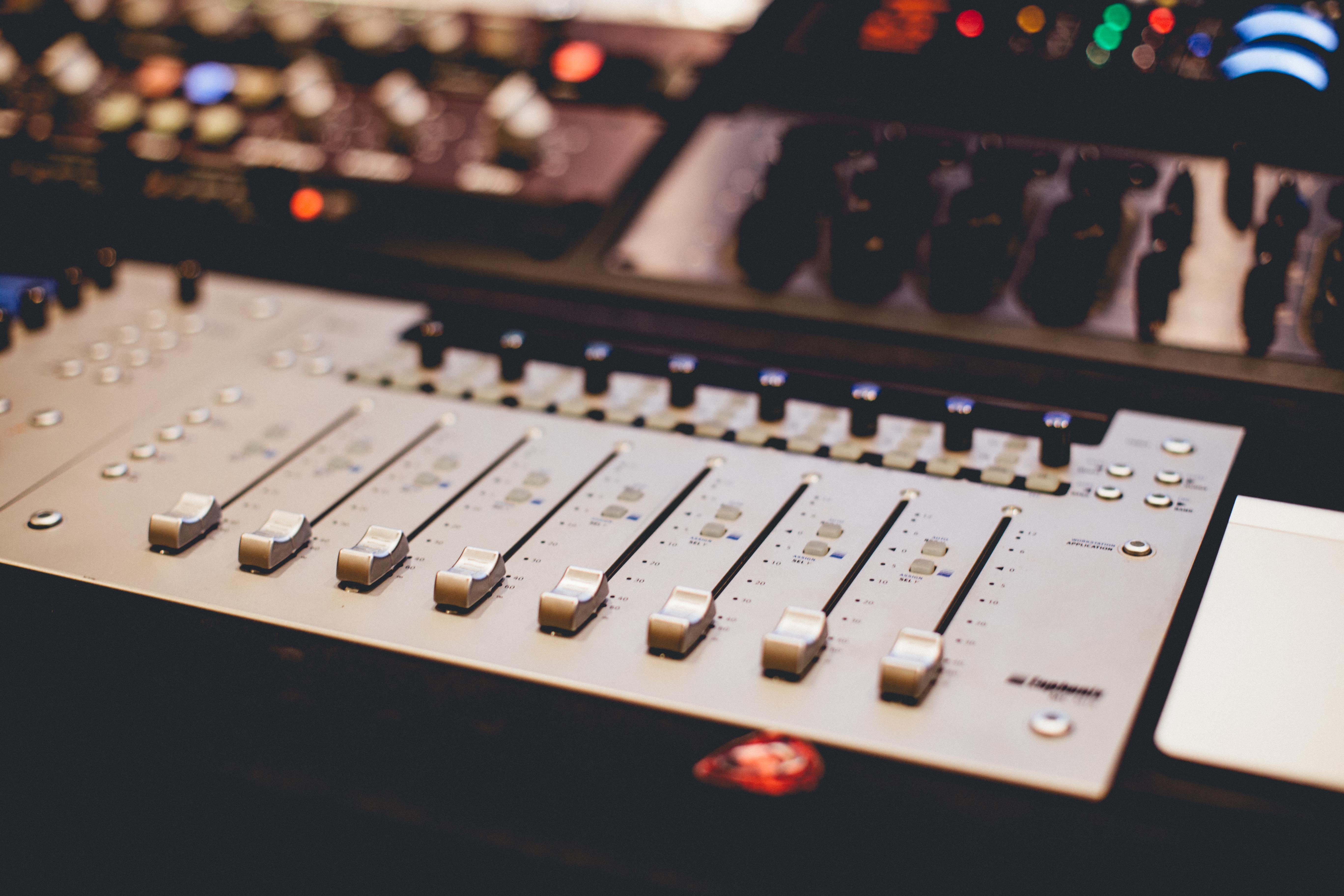 Mixing console with lit controls
