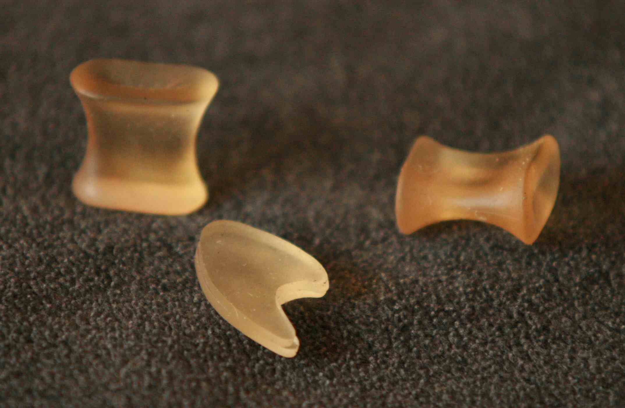 Toe spacers laid out side by side